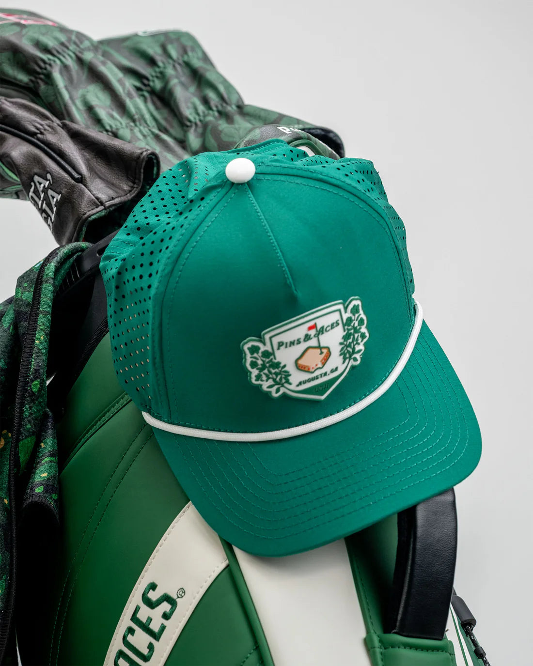 Pimento Crest - Perforated Rope Hat Green