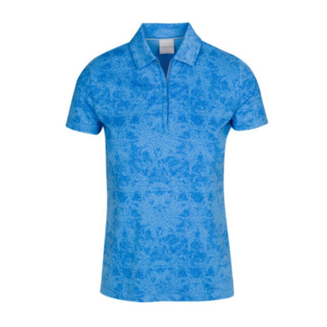 Chloe Jersey Performance Zip Polo Azure