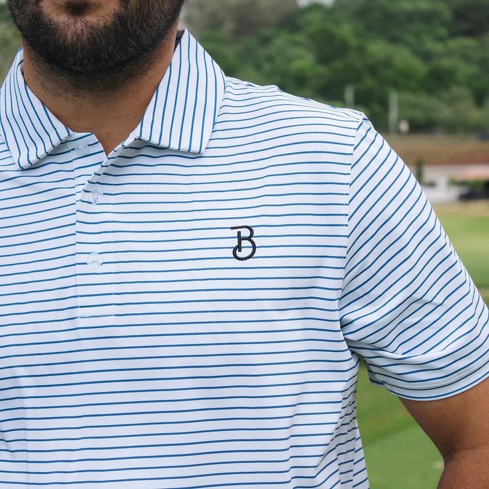 Barn Blue Stripe Performance Polo