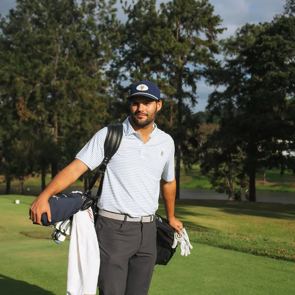 Barn Blue Stripe Performance Polo