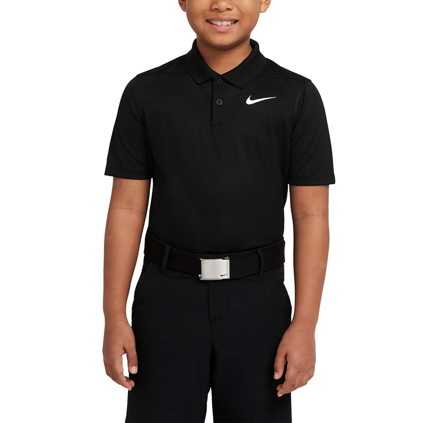 Nike Dri Fit Victory Short Sleeve Boys Golf Polo Black