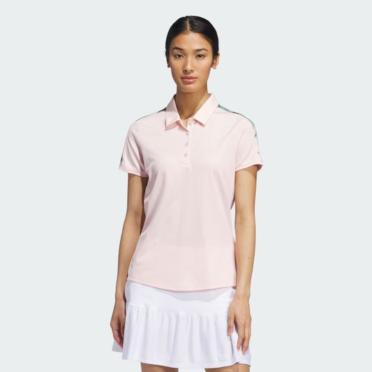 adidas Ladies Ultimate365 Printed Golf Polo Shirt Sandy Pink